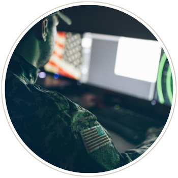 Soldier In Front of Computer
