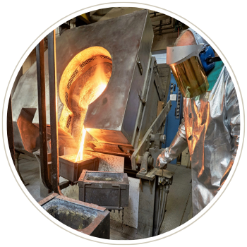 Molten Metal Pouring From Foundry Casting System At Refinery